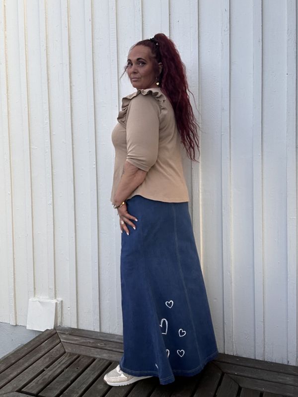 Glad  - langt jeansskjørt_Mørkeblått