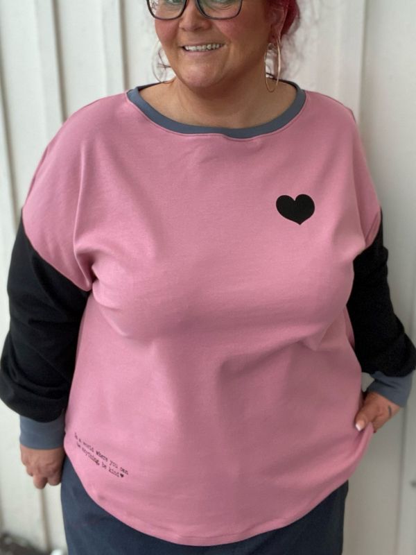 Be kind- baggy jerseygenser_gammelrosa/sort/grå