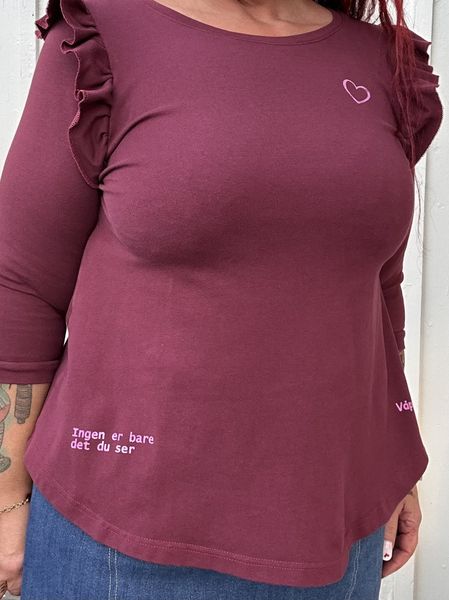 'Det du ser' jerseygenser med volanger_burgunder