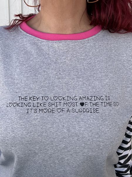 Amazing-baggy genser_gråmelert/rosa