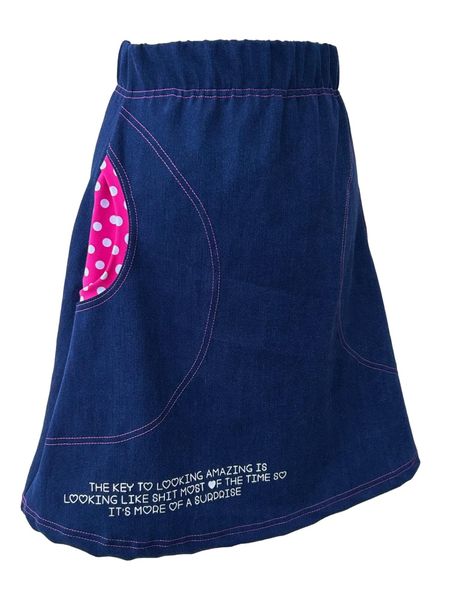 Amazing- mørkeblått/rosa jeansskjørt 