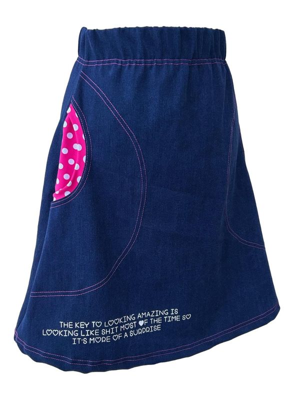 Amazing- mørkeblått/rosa jeansskjørt 